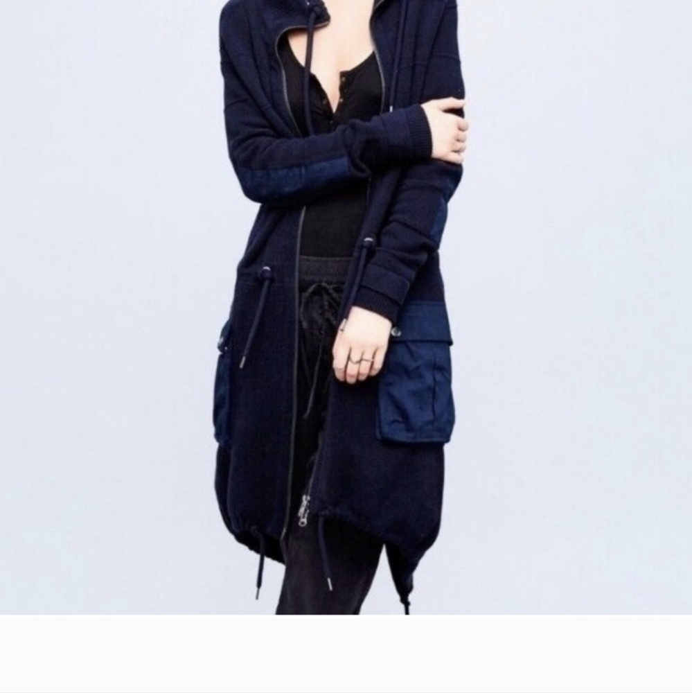 Free People Surplus Navy Full Zip Cardigan Sweater - Size XS